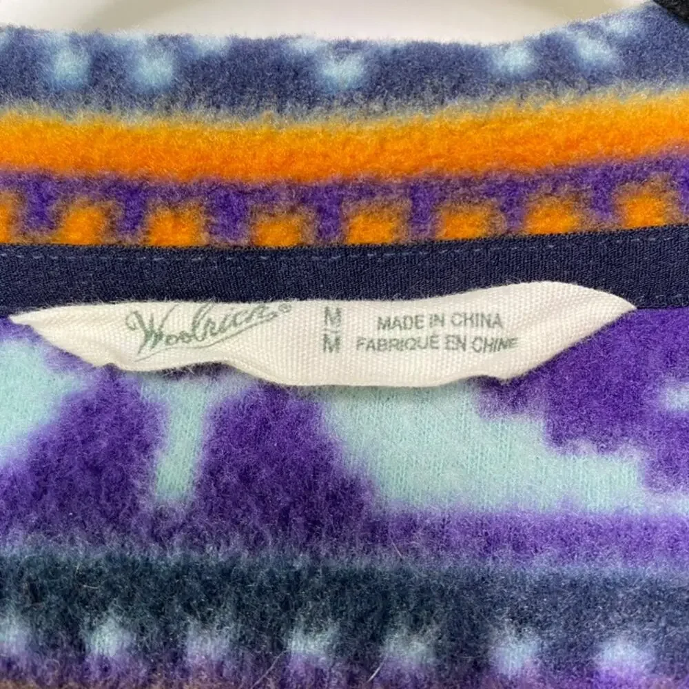 Woolrich Purple Geometric Aztec Vintage Pattern Fleece Full Zip Vest Size Medium - Picture 4 of 9